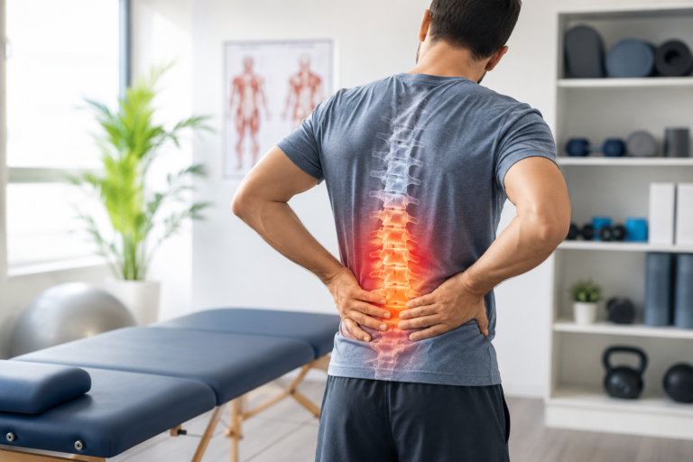 Back pain relief in therapy clinic