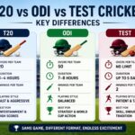 Learn the key differences between T20, ODI, and Test cricket. Compare overs, match duration, rules, and playing styles in simple terms.