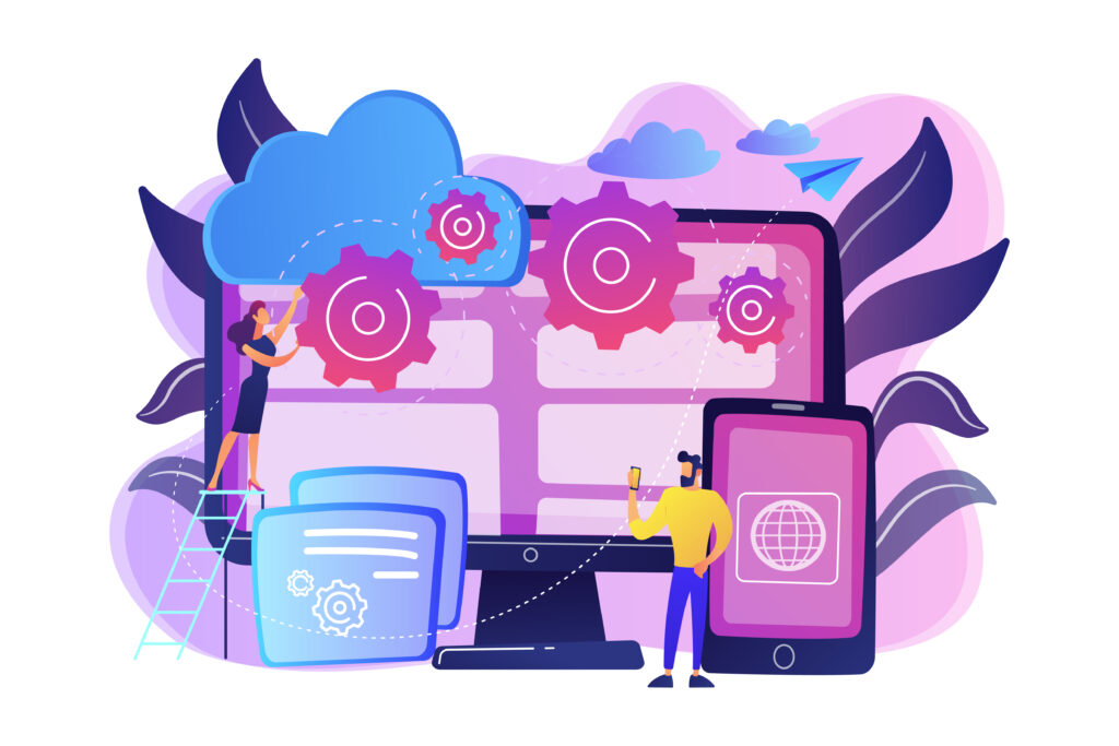 Cross-platform programming concept vector illustration.