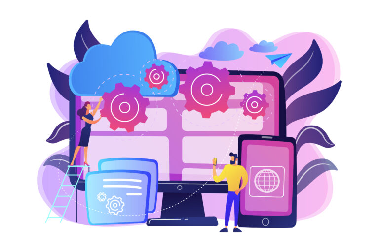 Cross-platform programming concept vector illustration.
