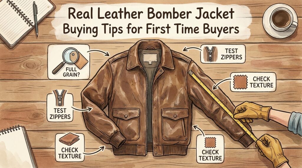 Real Leather Bomber Jacket