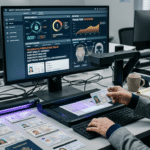 Fraud analyst using fake ID detection technology to review a document's security features