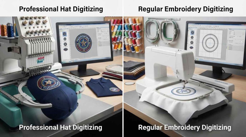 Professional Hat Digitizing Services vs Regular Embroidery Digitizing