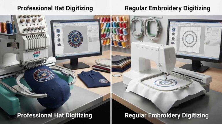 Professional Hat Digitizing Services vs Regular Embroidery Digitizing
