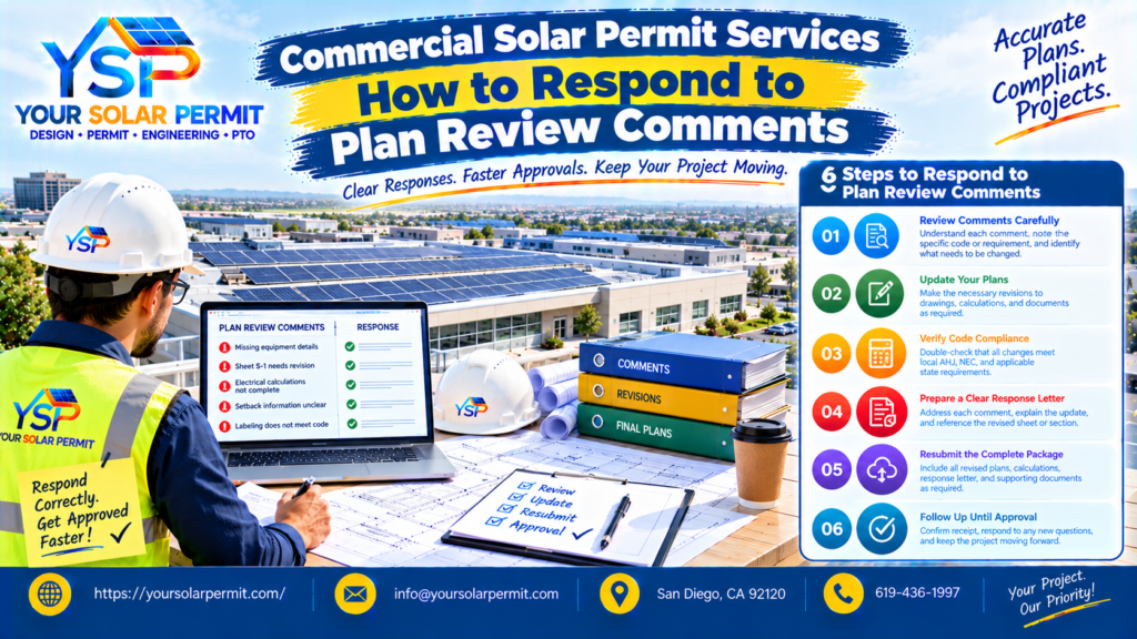 Commercial solar permit services reviewing commercial rooftop solar plans