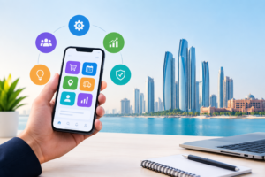 Business App Dashboard Overlooking Abu Dhabi
