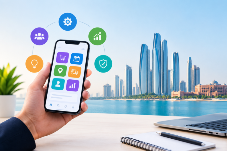 Business App Dashboard Overlooking Abu Dhabi