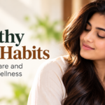Healthy hair habits with a woman showcasing long, shiny hair, highlighting nutrition, hair care, and everyday wellness.