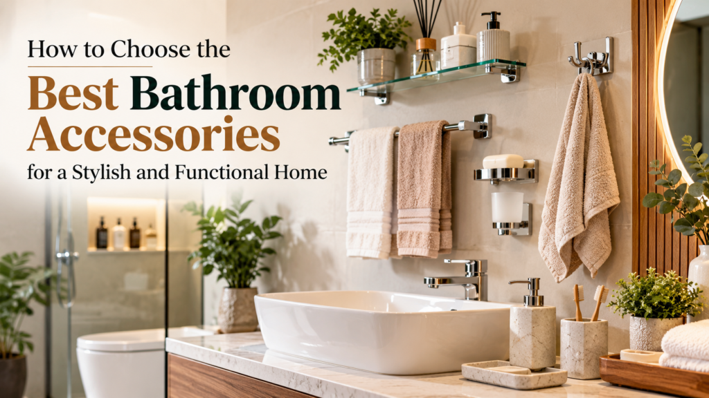 Best bathroom accessories including towel holders, soap dispensers and bathroom shelves