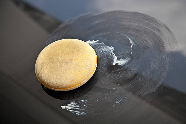 polish wax on the car